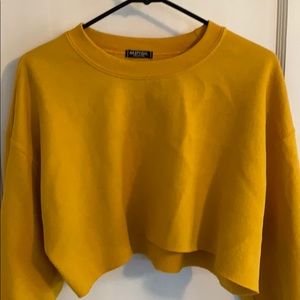 Nasty Gal Golden Yellow Cropped Sweatshirt SZ M